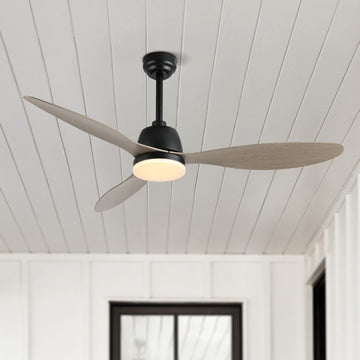 Audie 52" Classic Industrial Iron/Plastic Mobile-App/Remote-Controlled 6-Speed Propeller Integrated LED Ceiling Fan - JONATHAN Y